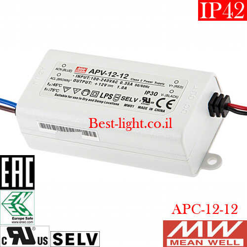 דרייבר לד MeanWell APV-12-12 12V 12W