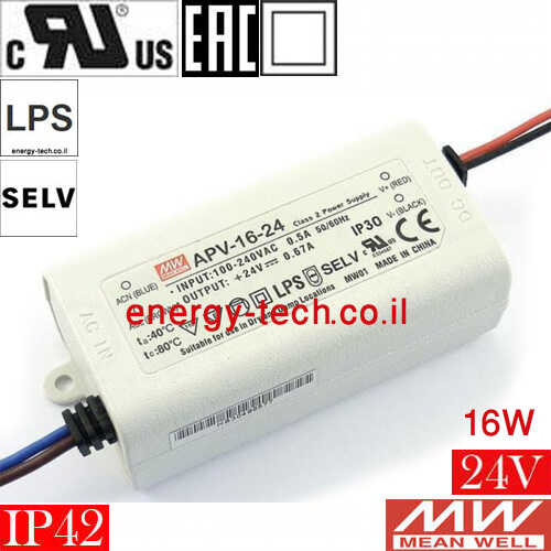 דרייבר לד MeanWell APV-16-24 24V 16W