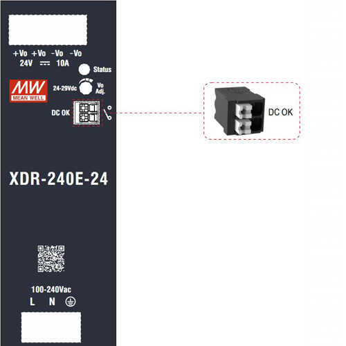 ספק כוח תעשייתי בפס דין Meanwell XDR-240E-12  12V 240W
