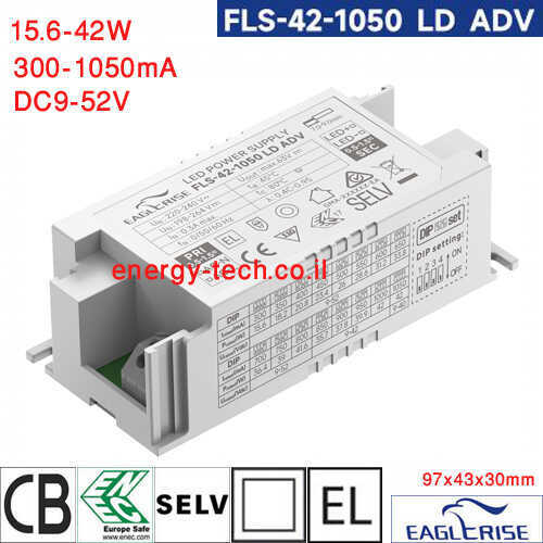 דרייבר לד אוניברסלי EagleRise FLS-42-1050-LD ADV 42W 300-1050mA