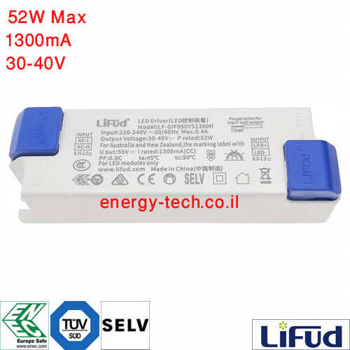 דרייבר זרם קבוע LIFUD 1300mA DC30-40V 52w