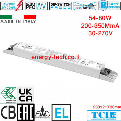 דרייבר לד TCI MP 80/350 SLIM 80W 200-350mA 30-270V 